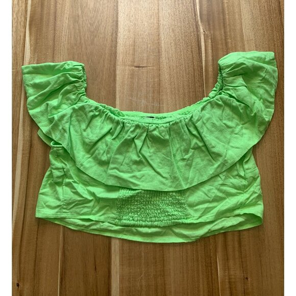 A New Day Womens Lime Green Off-The-Shoulder Crop Top Size XXL - Picture 8 of 10